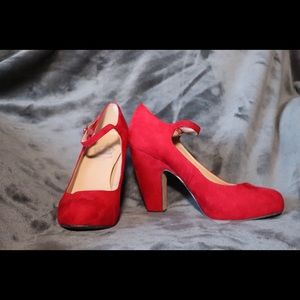 Bright Red Suede High Heel Pumps Size 8.5